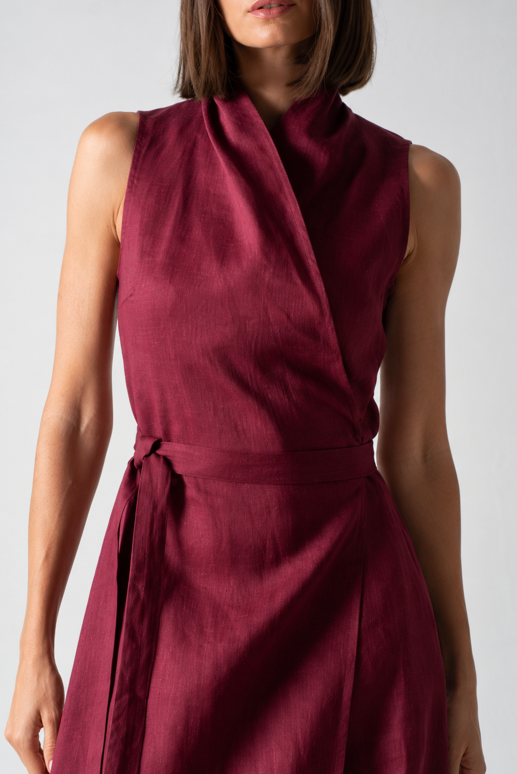 Amara Cowl Neck Wrap Dress Wine Luxmii
