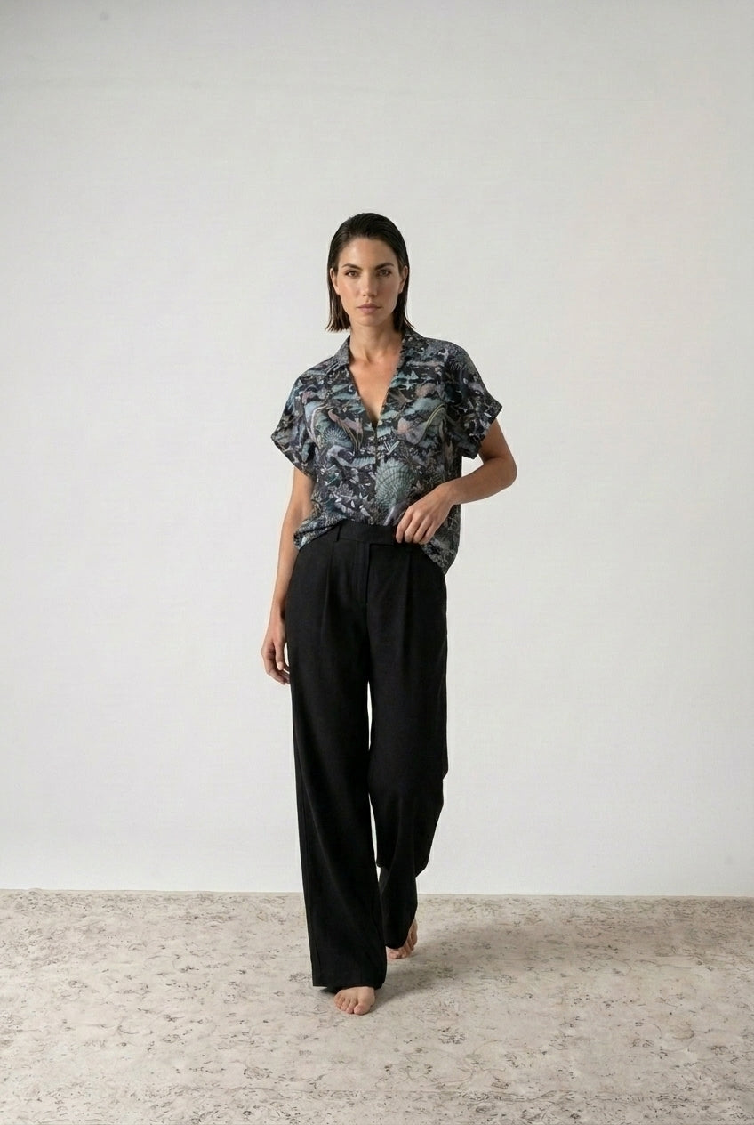 Collo Alto Top Najeon Print Luxmii