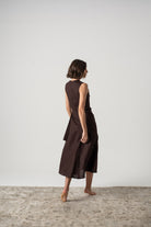 Eda Midi Wrap Dress Brown Espresso Luxmii