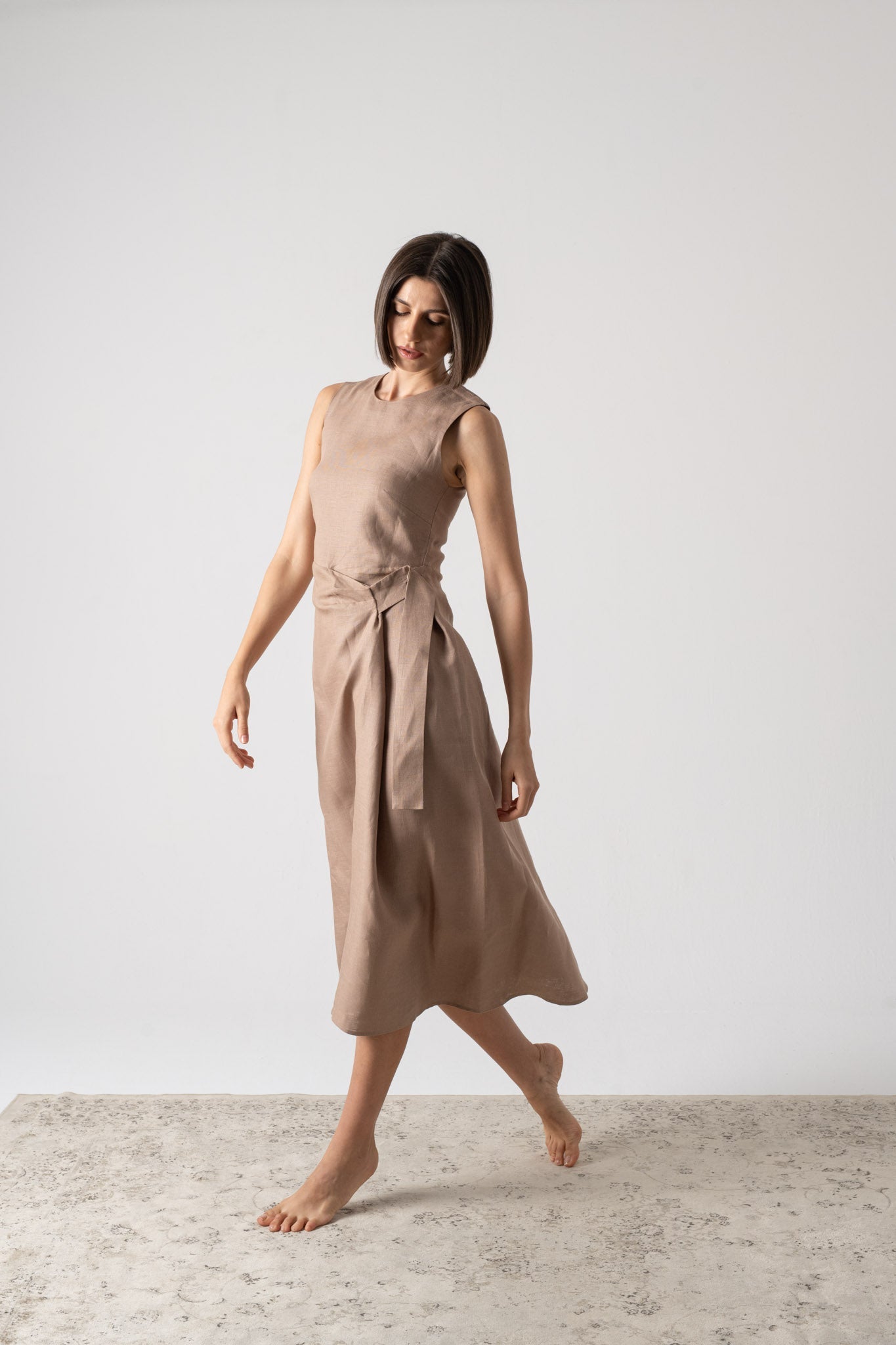Eda Midi Wrap Dress Mocha Taupe Luxmii