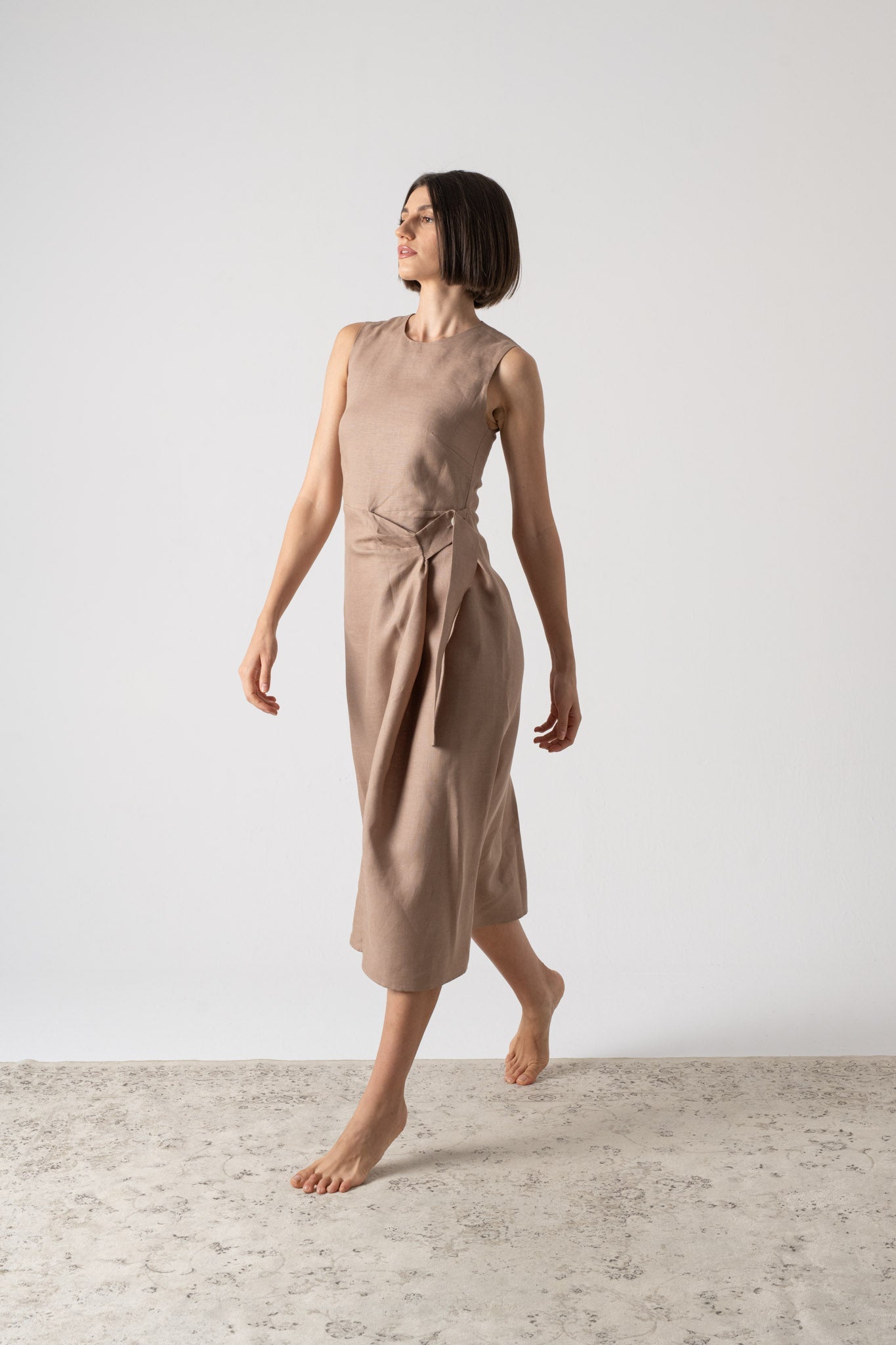 Eda Midi Wrap Dress Mocha Taupe Luxmii