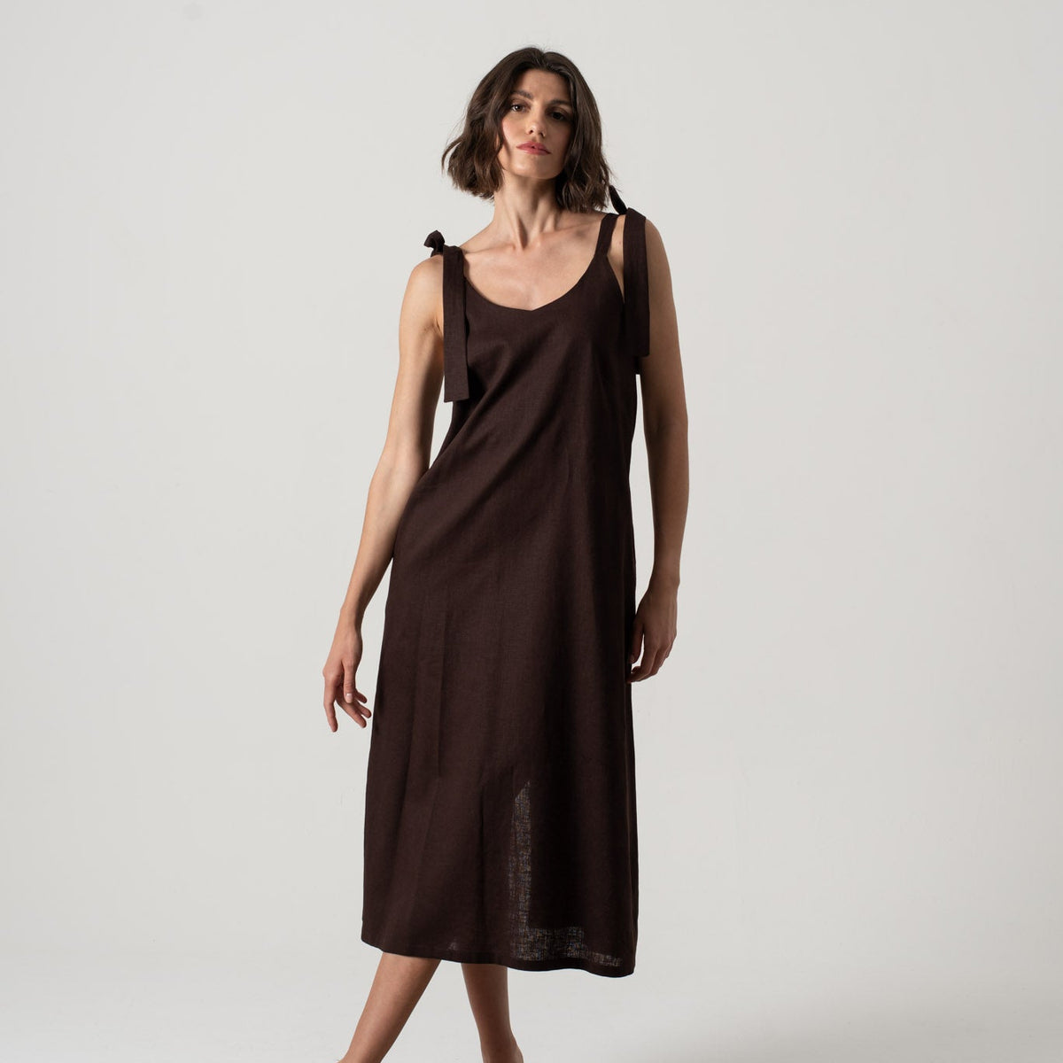 Jakob Slip Dress Brown Espresso – LUXMII