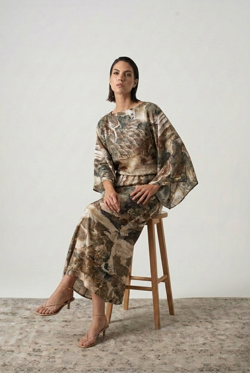 Kimonos Dress Minhwa Print Luxmii