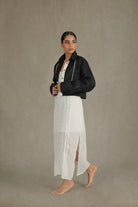 Léo Linen Cropped Jacket Black Luxmii