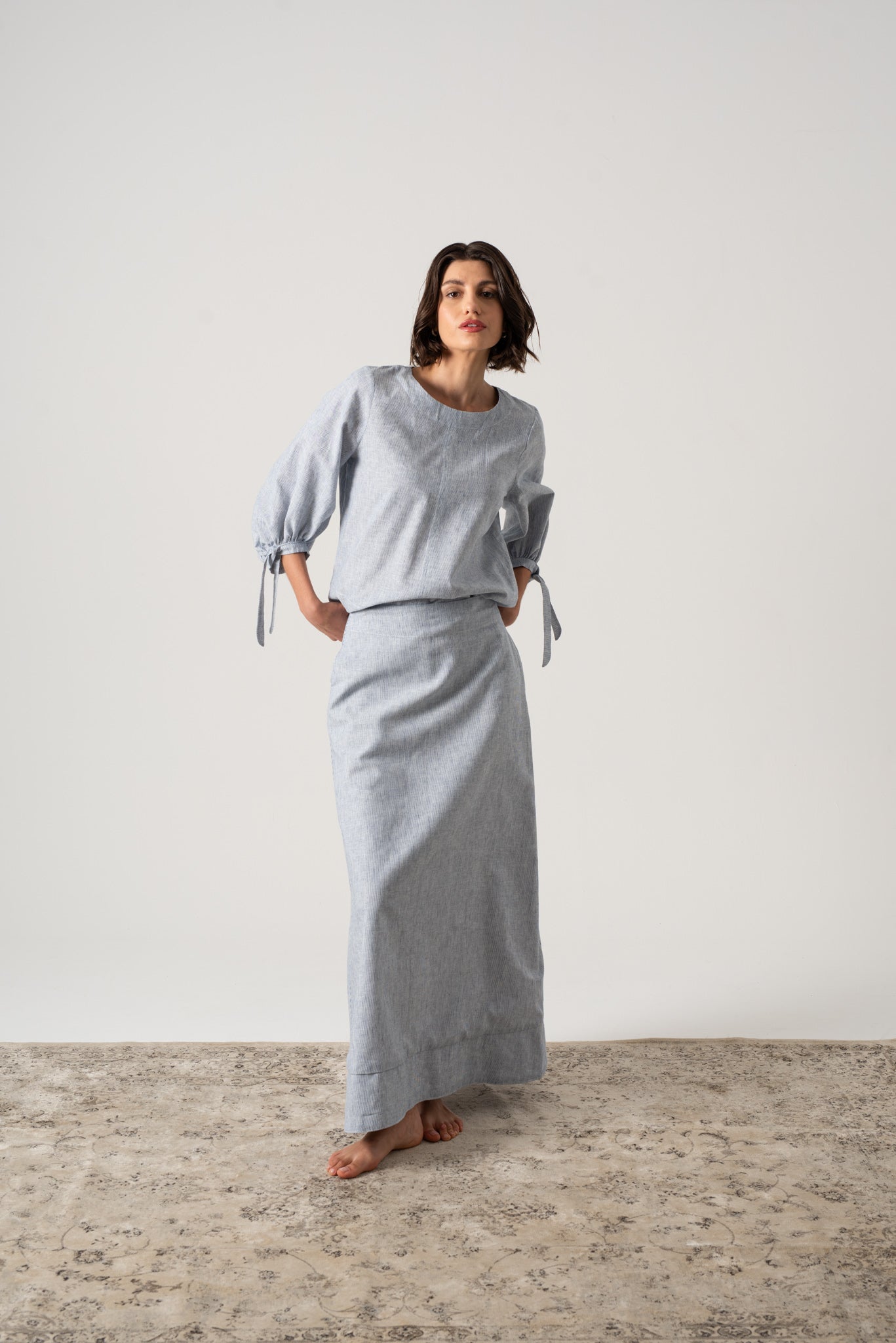 Olen Maxi Skirt French Blue Stripe Luxmii