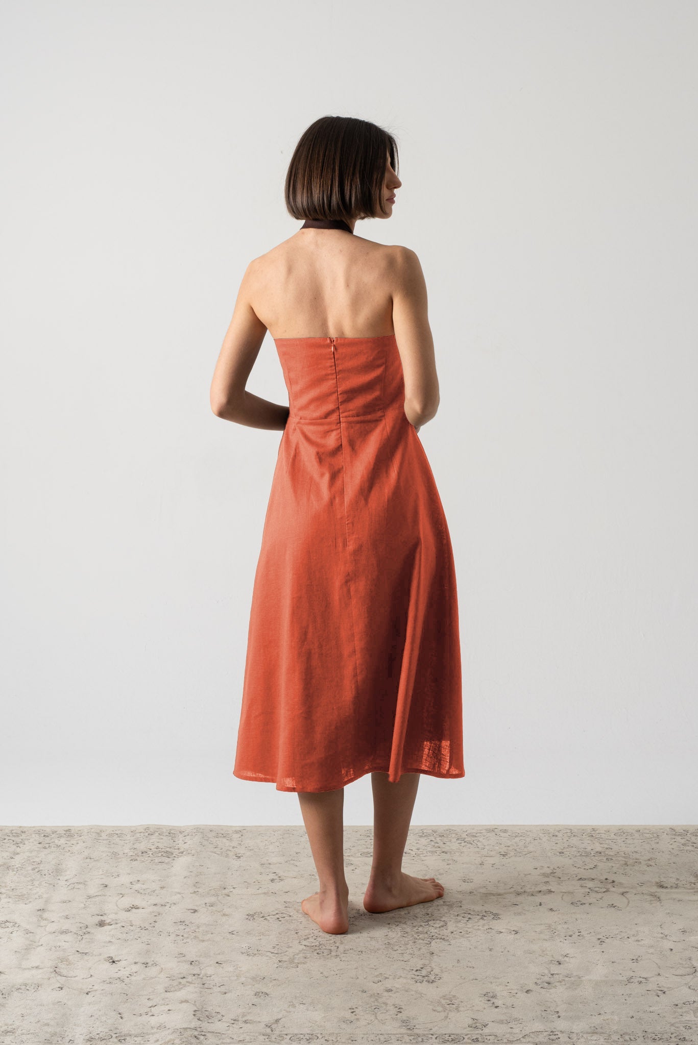 Oréa Halter Midi Dress Copper Luxmii