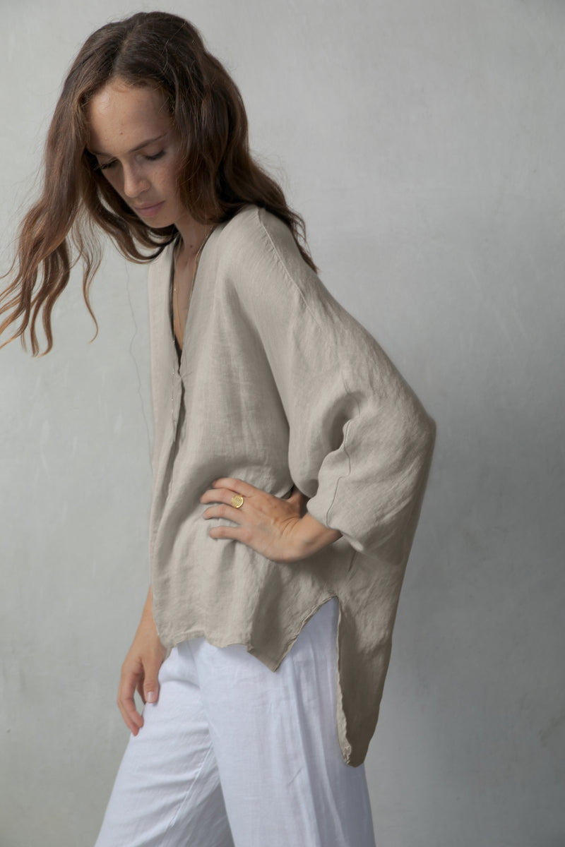 トップス BIYOMA COTTON LINEN RIB LOOSE PULLOVER BIYOMA COTTON LINEN RIB LOOSE PULLOVER