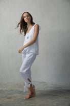 Tie Knot Linen Cami Top White Luxmii