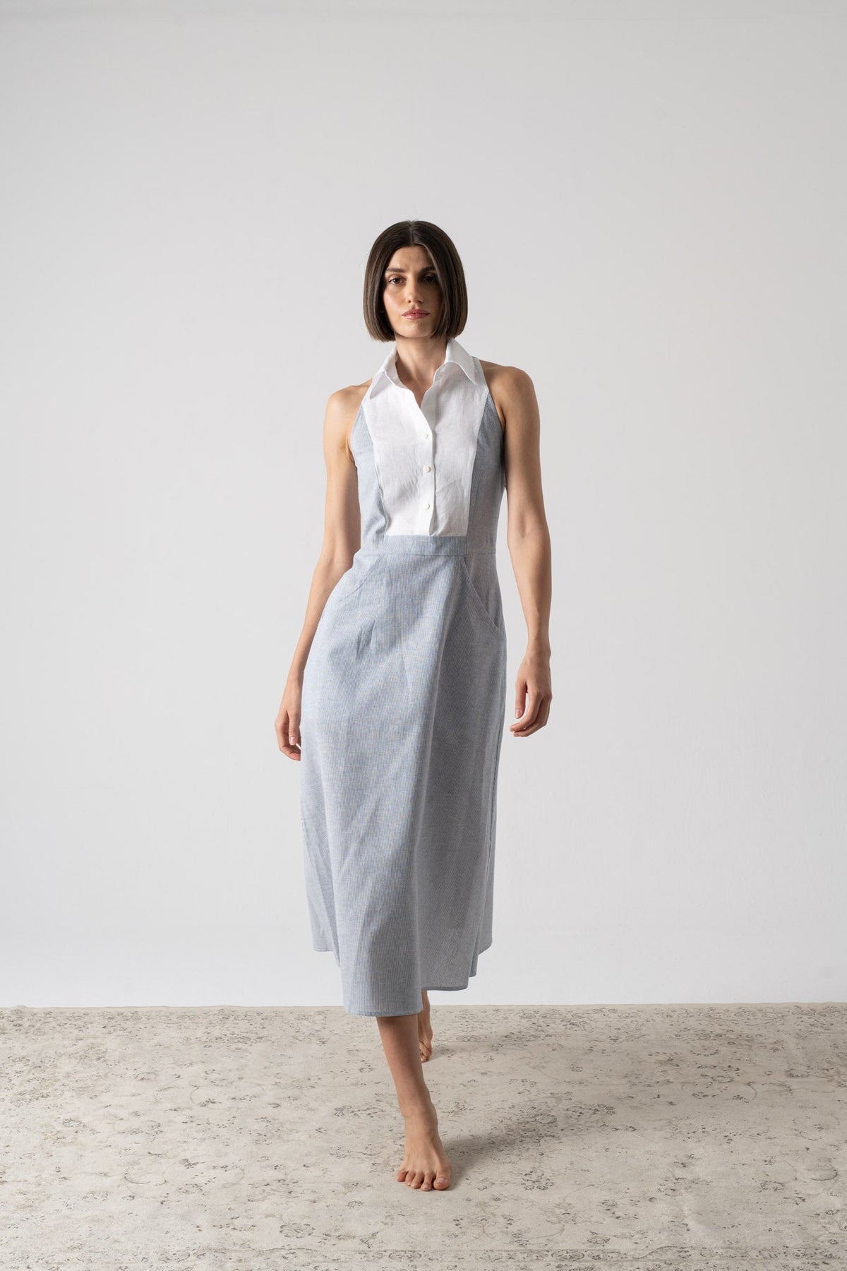 Tuxedo Dress French Stripe Luxmii