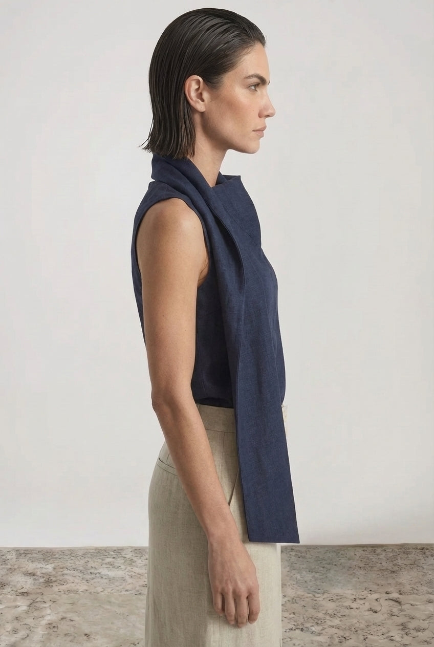 Vaeli Scarf Top Navy Luxmii