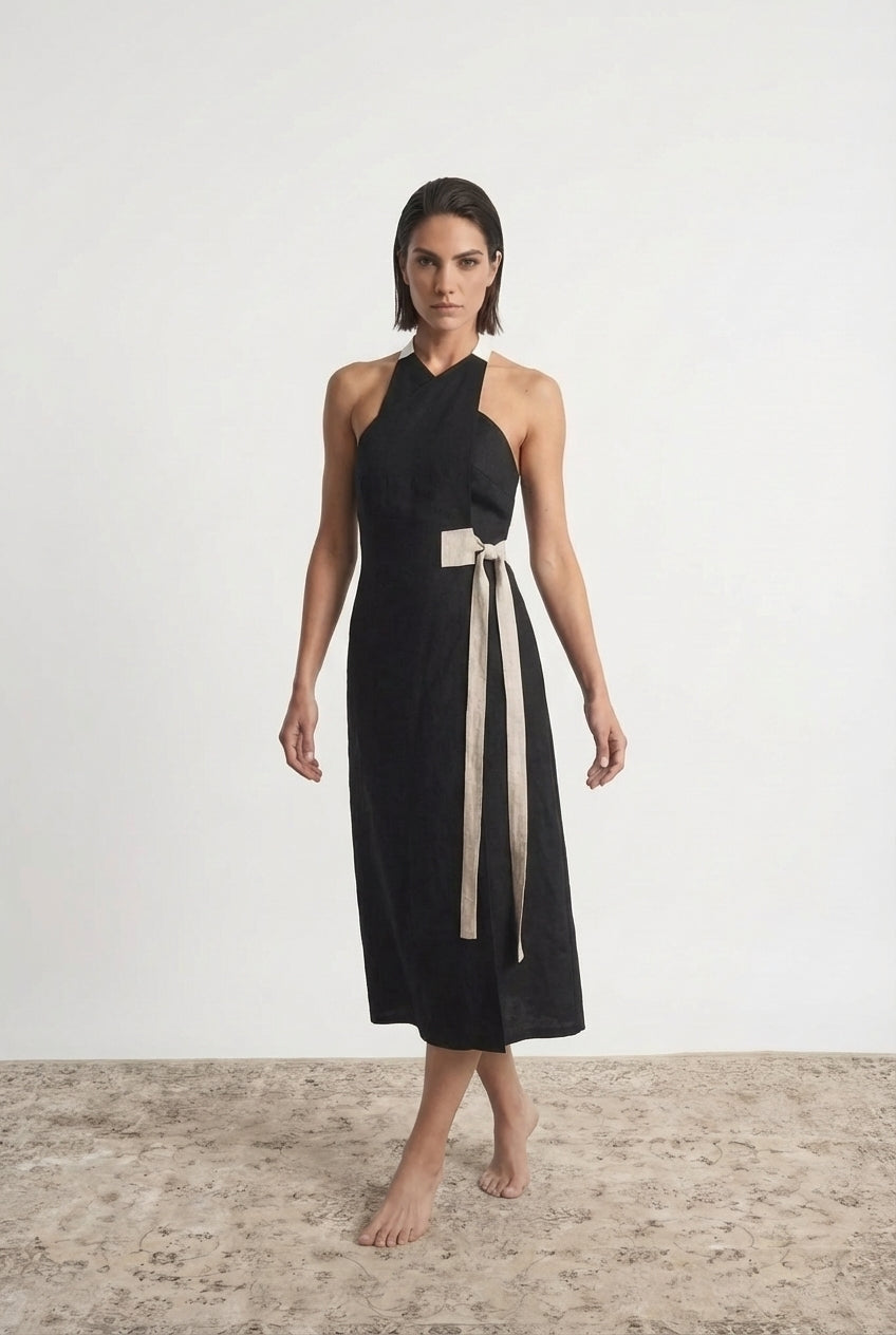 Zulu Wrap Dress in Black Luxmii
