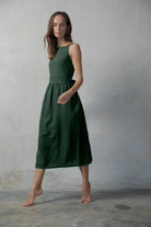 Farfalla Linen Midi Dress Forest - Luxmii