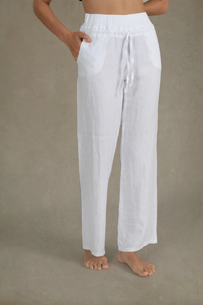 Miiyu X Twik Embroidered Trim Viscose Lounge Pant In White