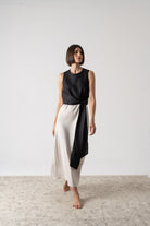 Amal Wrap Dress Black and Natural Luxmii