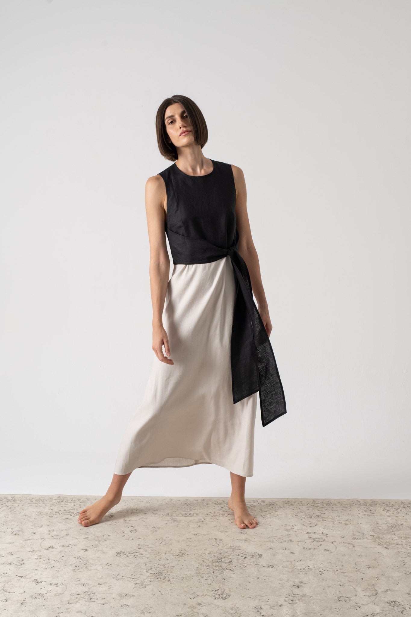 Amal Wrap Dress Black and Natural Luxmii