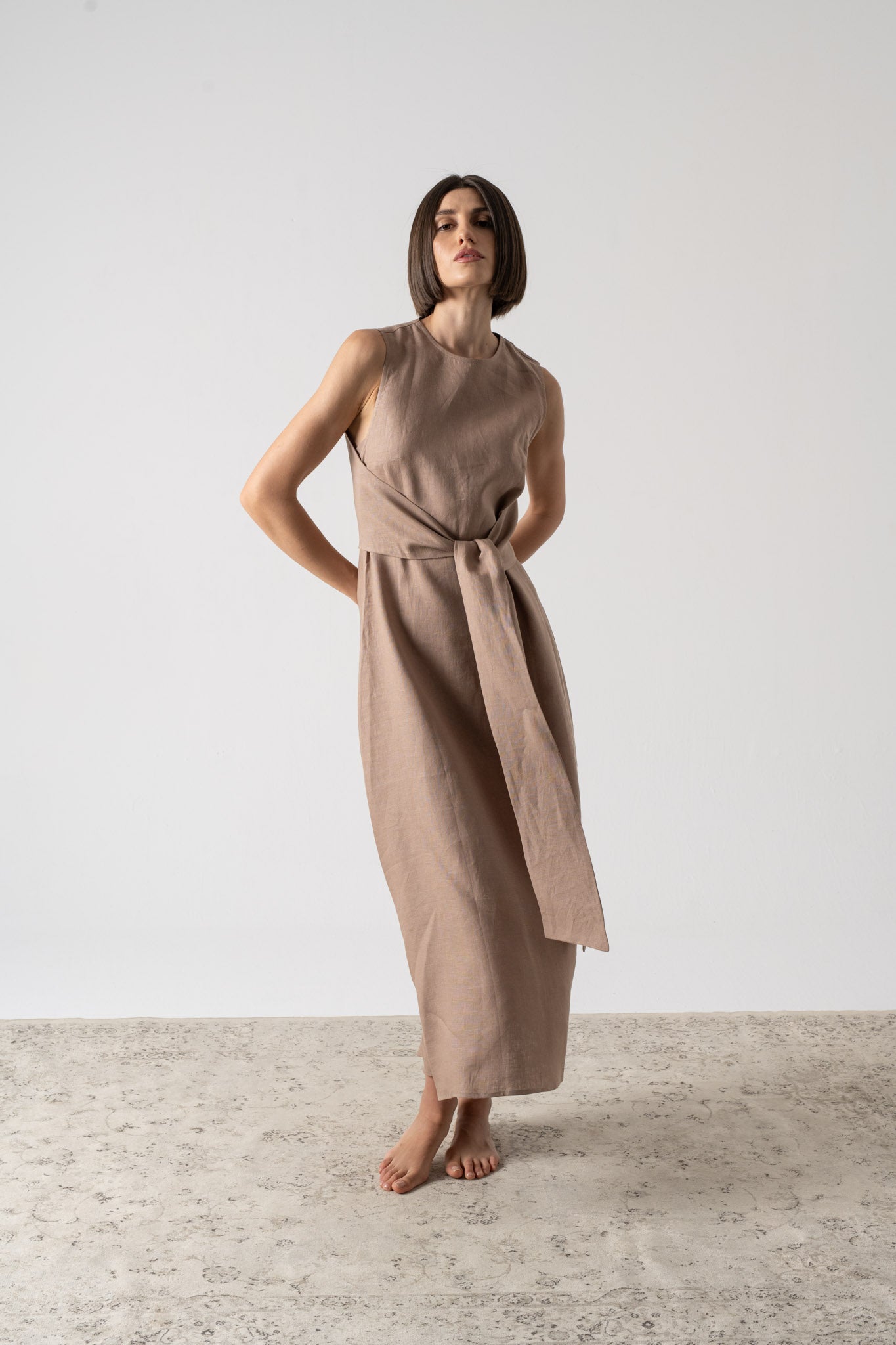 Amal Wrap Dress Mocha-Taupe Luxmii