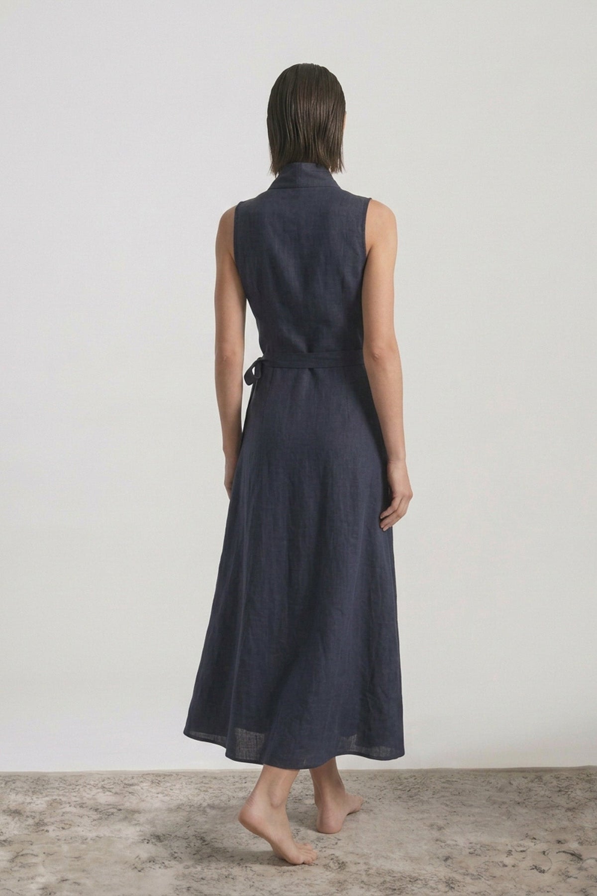 Amara Cowl Neck Wrap Dress Navy Luxmii