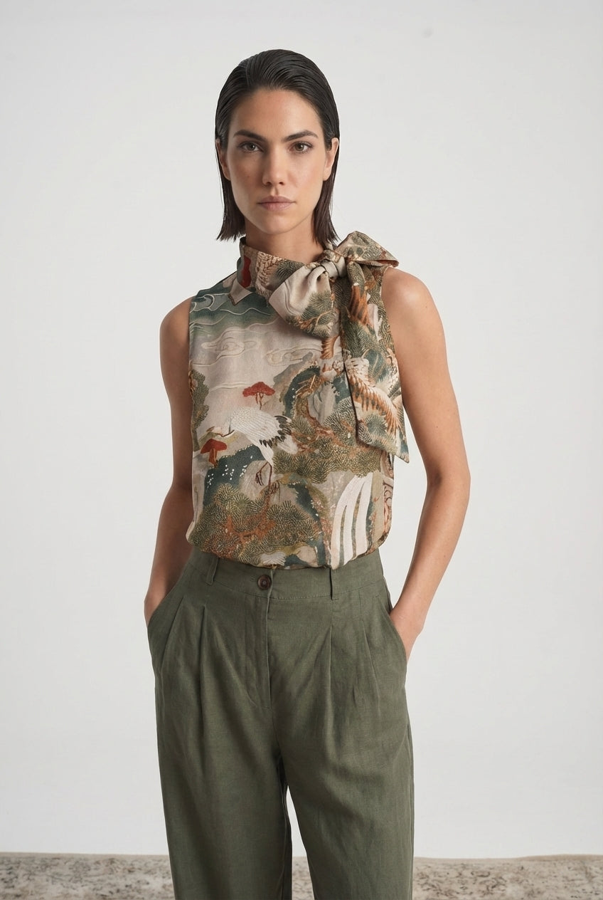 Axel Tie Top Minhwa Print Luxmii