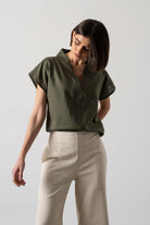 Collo Alto Top Khaki Luxmii