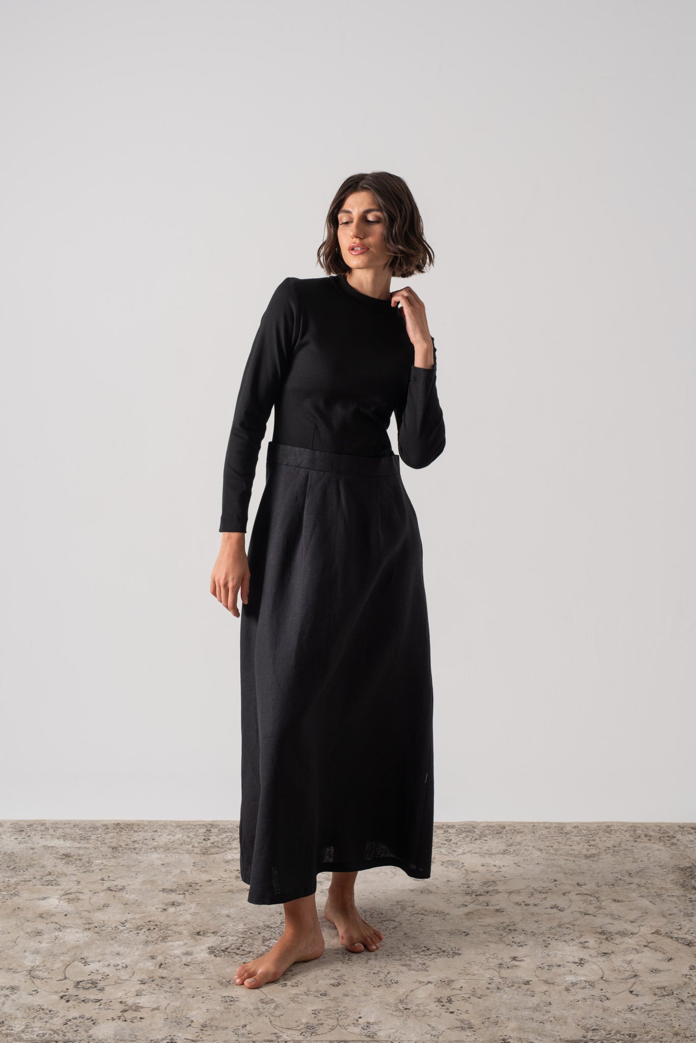 Contrast Linen Midi Dress Luxmii