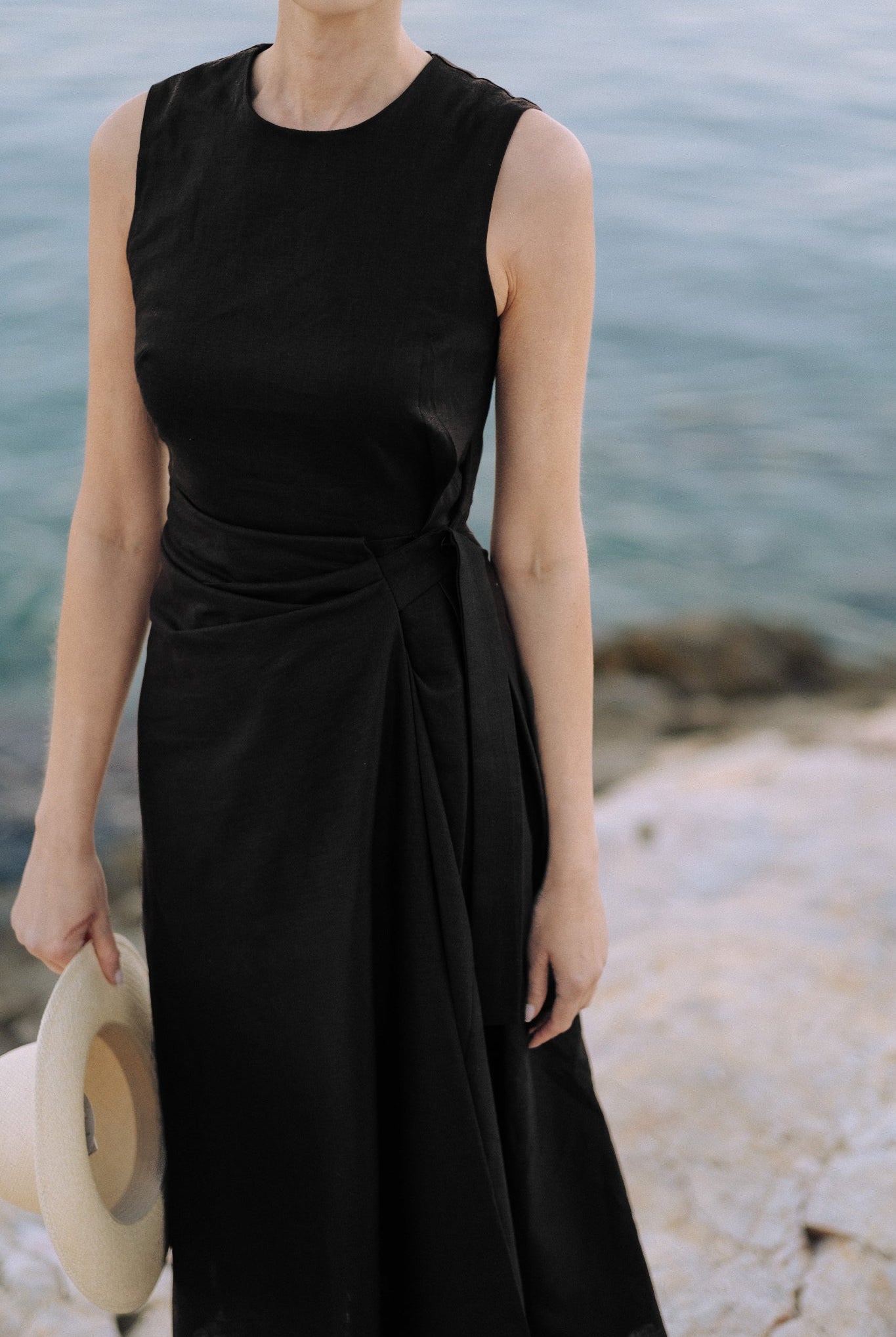 Eda Midi Wrap Dress Black Luxmii