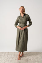 Halvar Linen Maxi Dress Khaki Luxmii