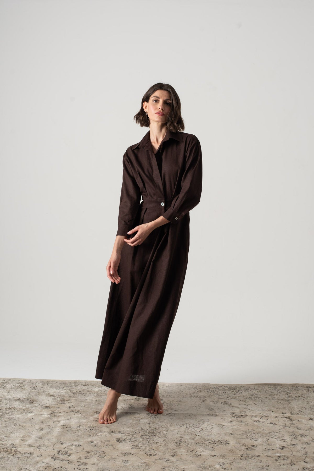 Espresso Brown Linen Dresses