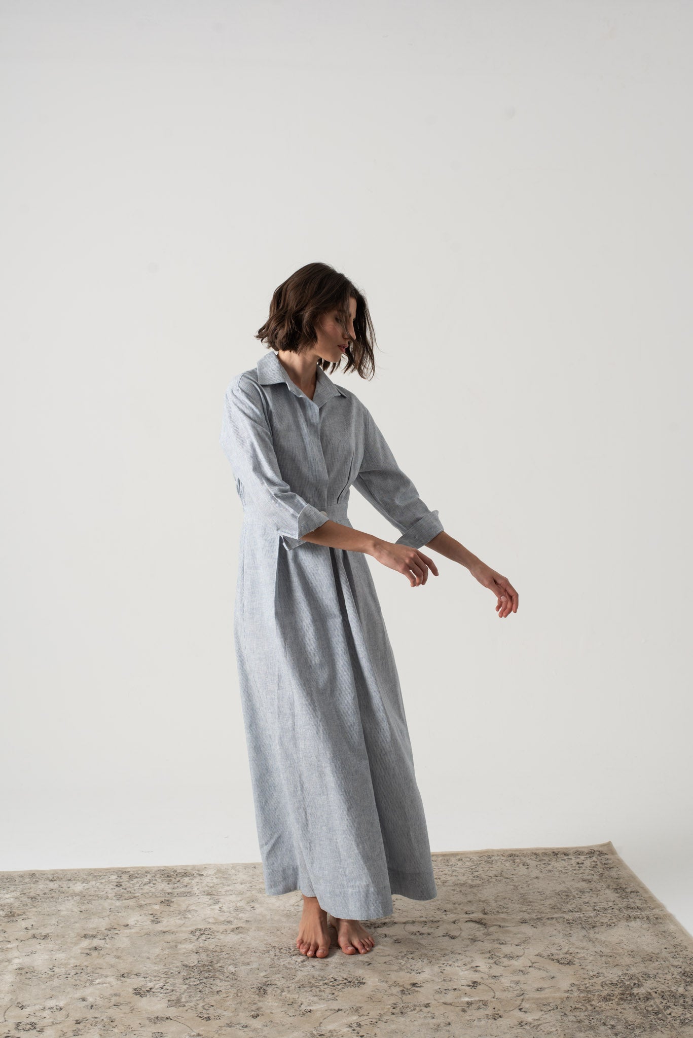 Halvar Linen Maxi Dress French Blue Stripe – LUXMII