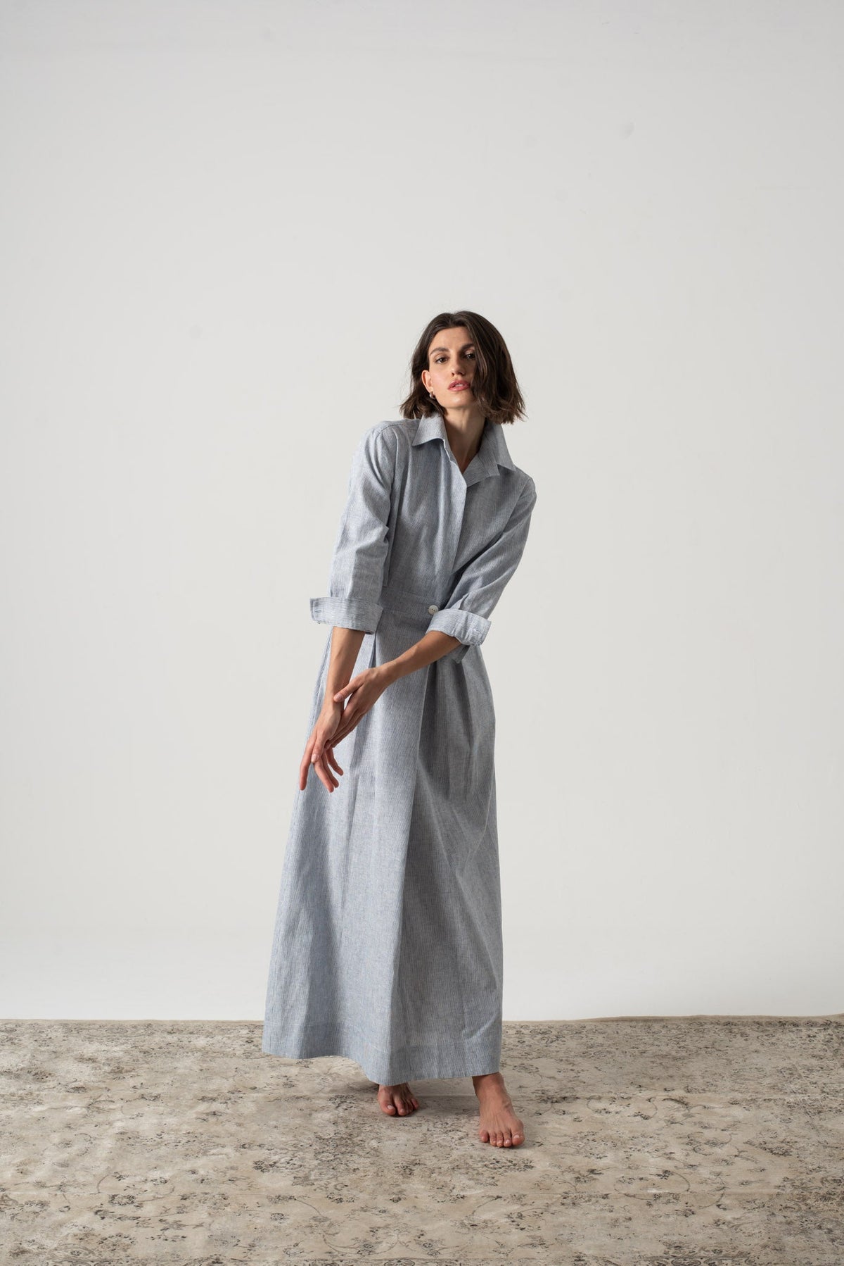 Halvar Maxi Dress Midnight Blue Stripe