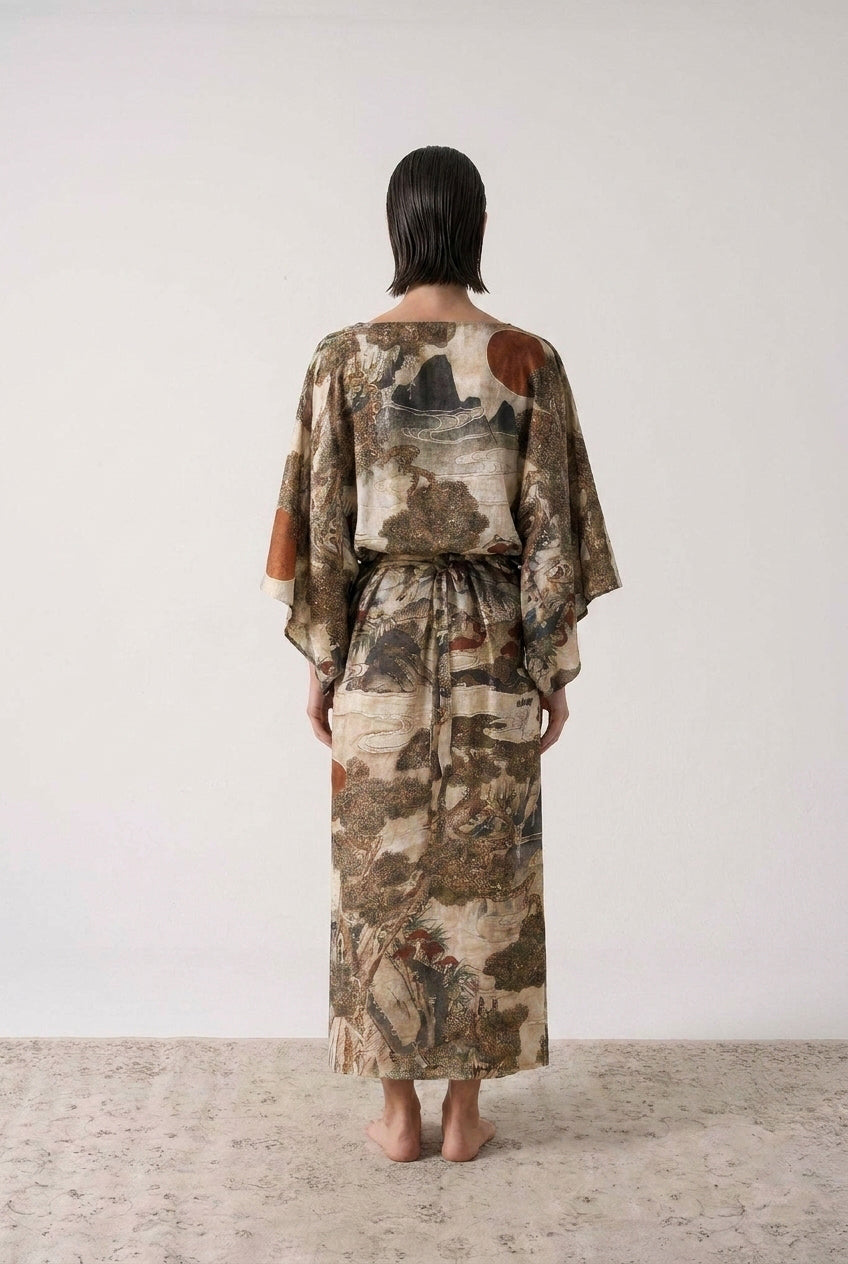 Kimonos Dress Minhwa Print Luxmii