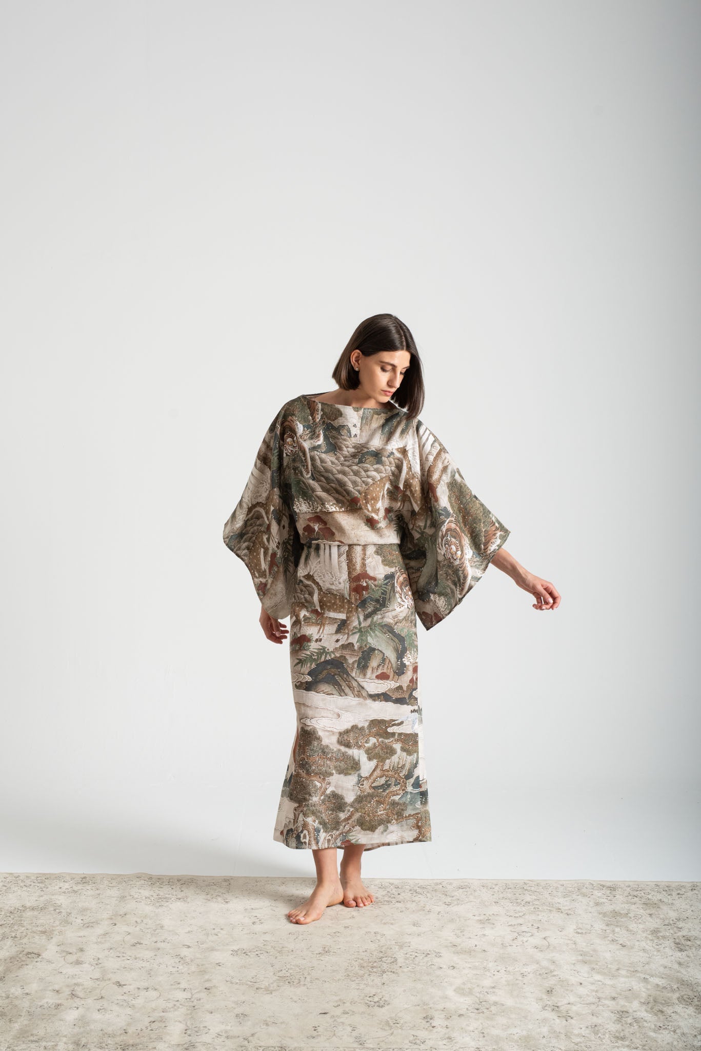 Kimonos Dress Minhwa Print Luxmii