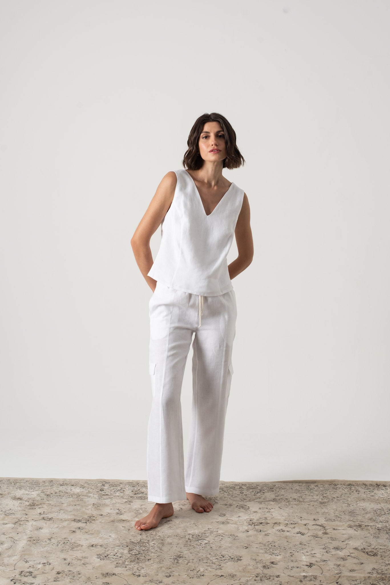 L'origami Linen Top White Luxmii