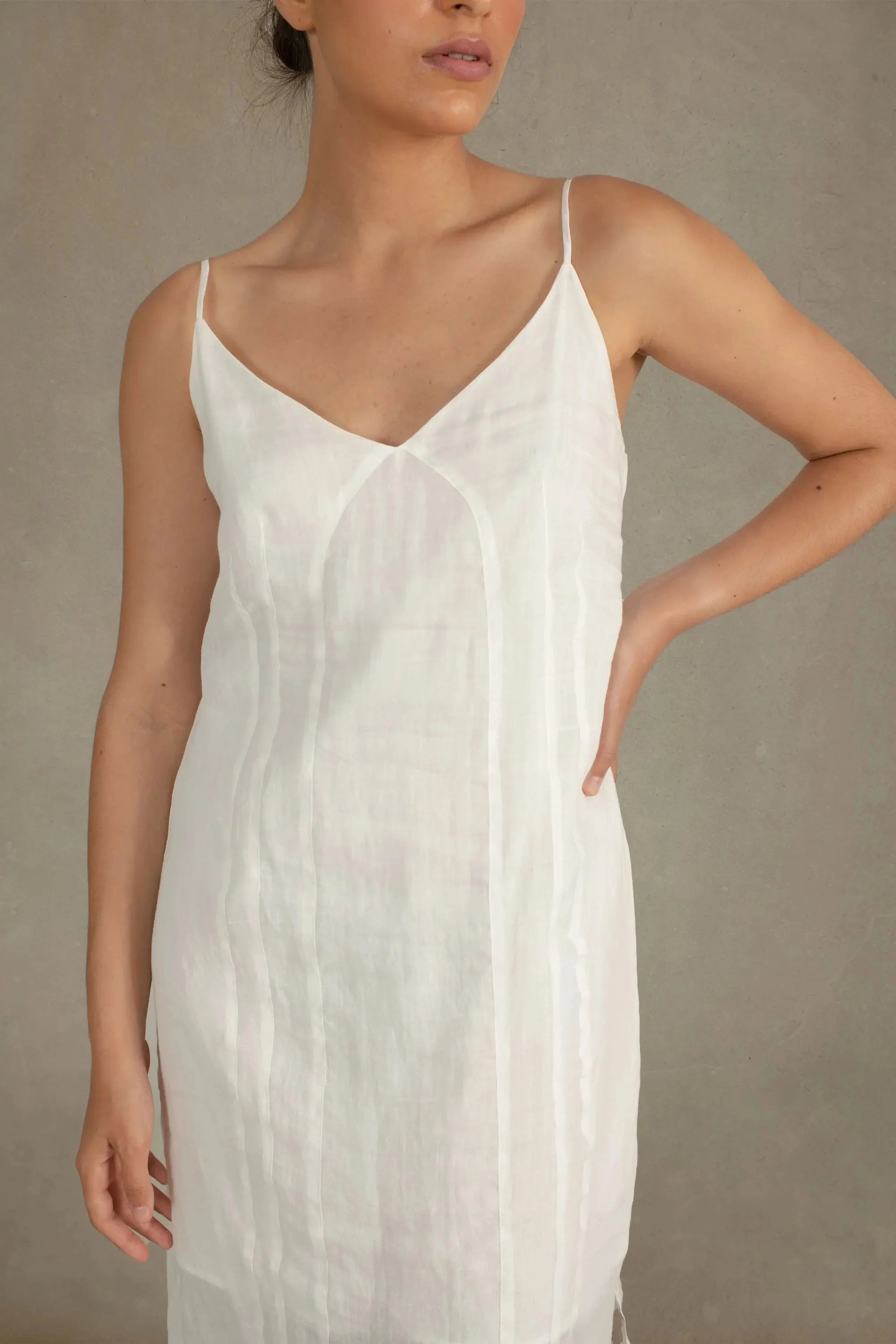 Léa Ramie Linen Slip Dress White & Black – LUXMII