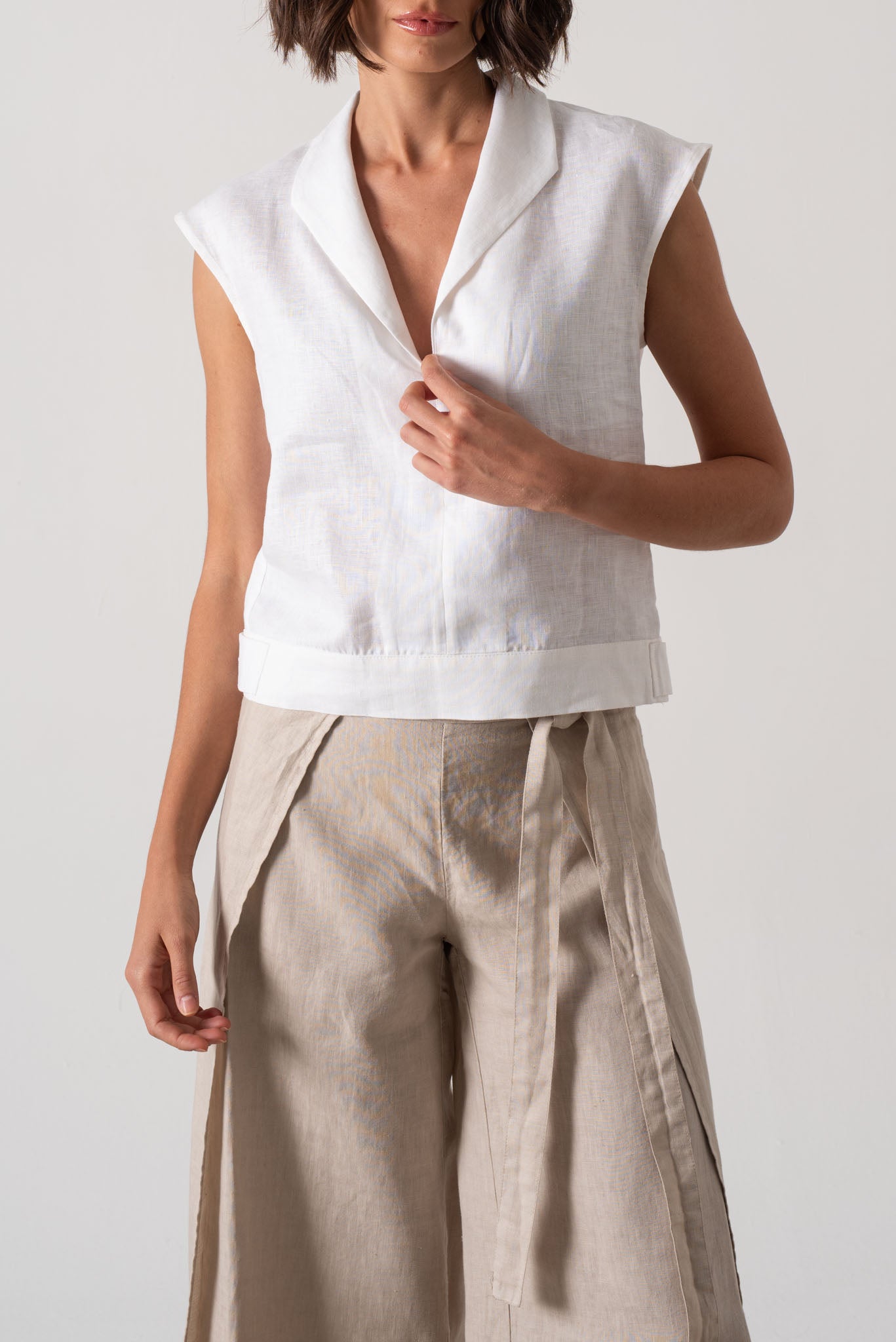 Nuvola Linen Top White - LUXMII