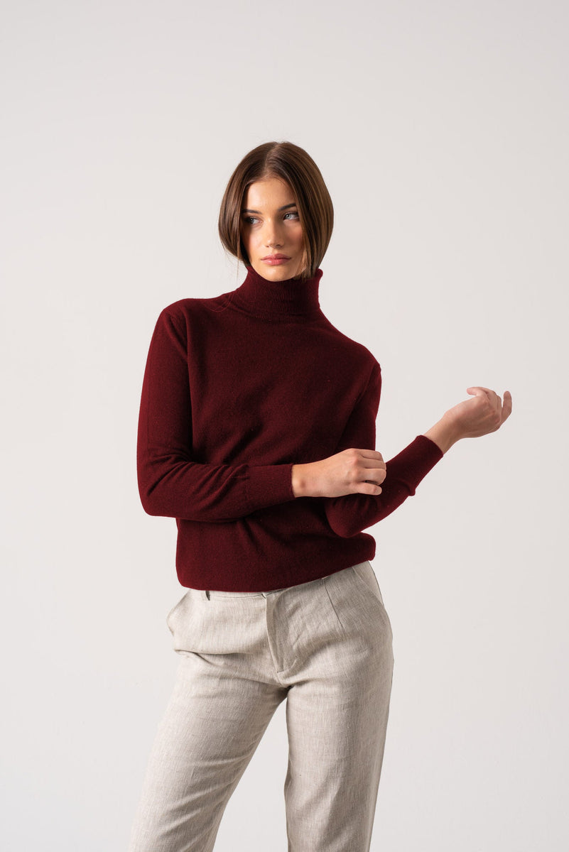 Pull Oscar De La Renta Bordeaux - Laine & Cachemire, Franges, Taille XL, Occasion Très Bon état