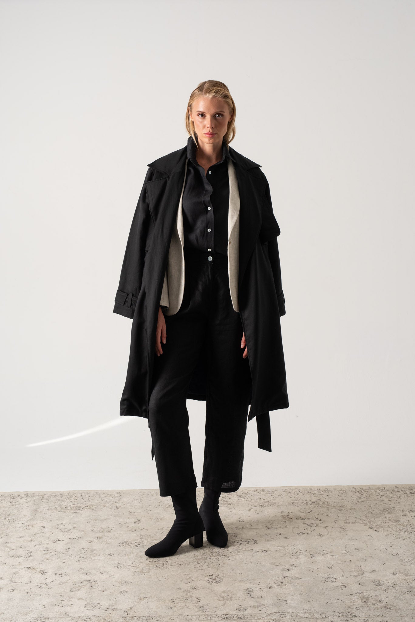 Pluie Linen Trench Coat Black Luxmii