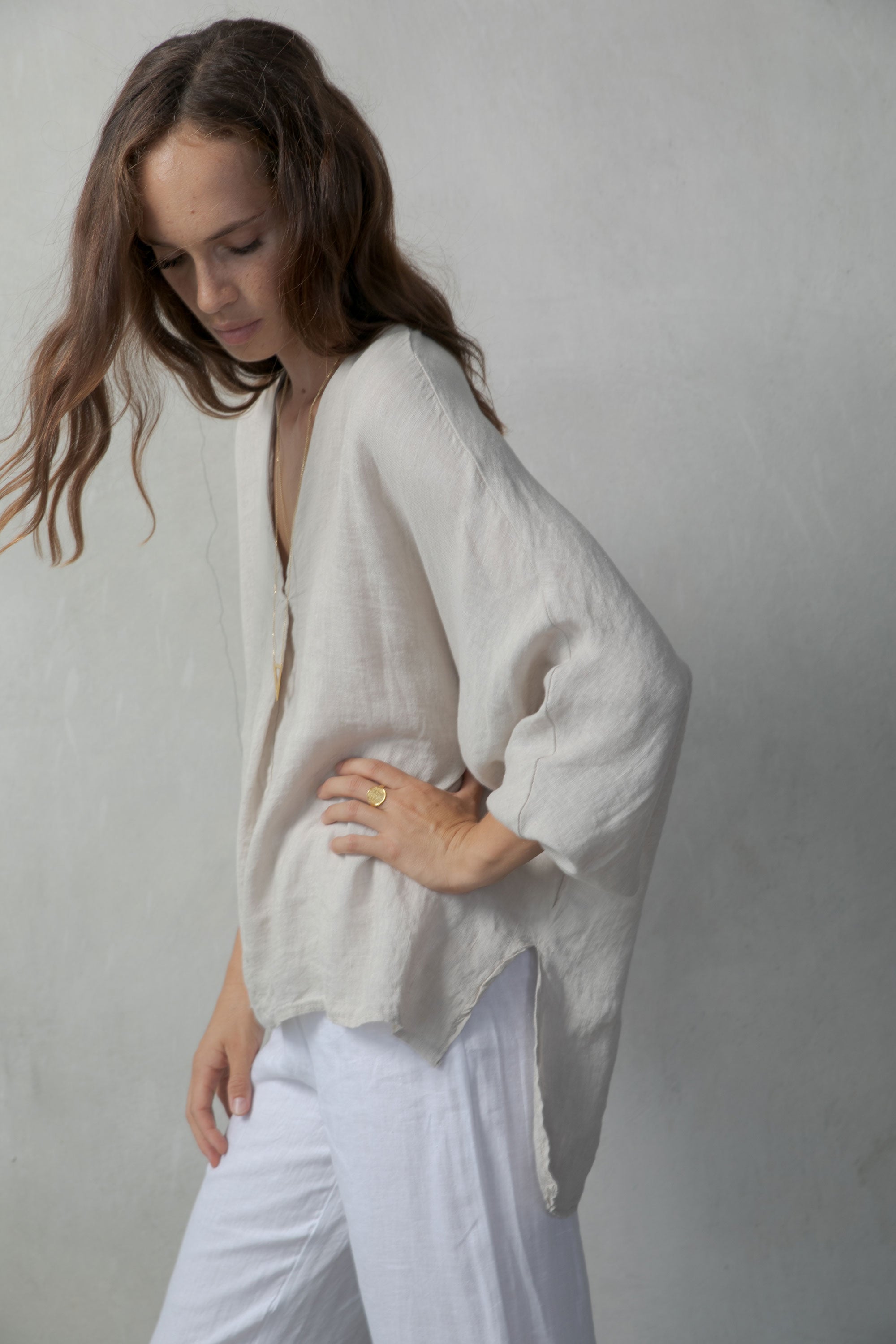 Relaxed Pallocino Linen Top Oatmeal - Luxmii – LUXMII