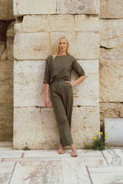 Thalia Linen Trouser Khaki Luxmii