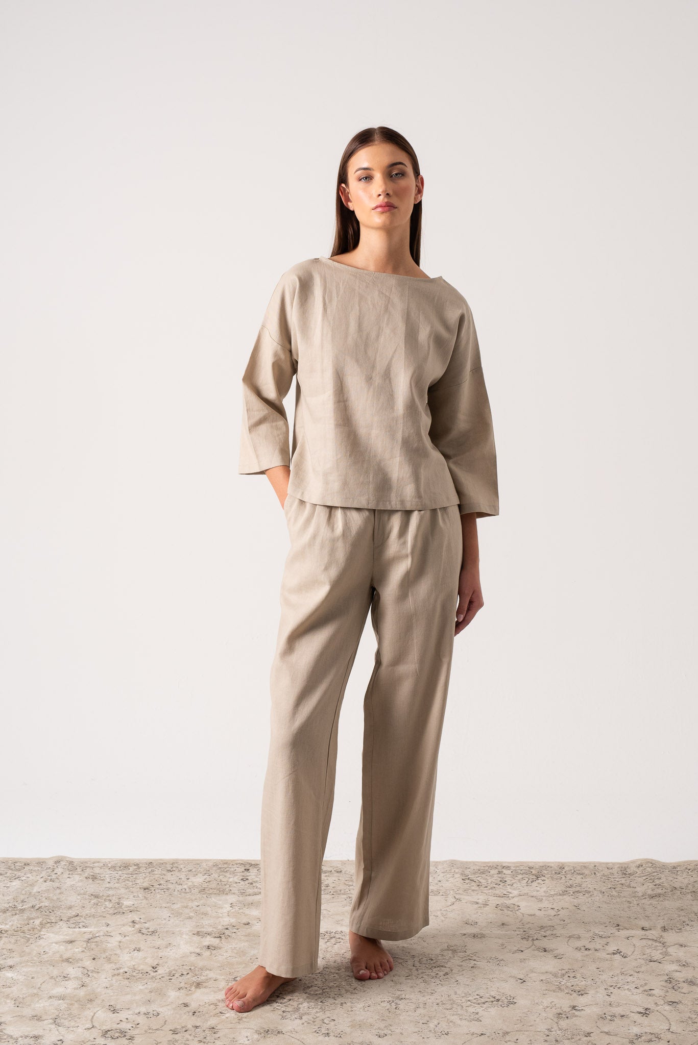 Thalia Linen Trouser Oatmeal Luxmii