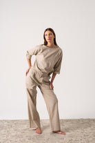 Thalia Linen Trouser Oatmeal Luxmii