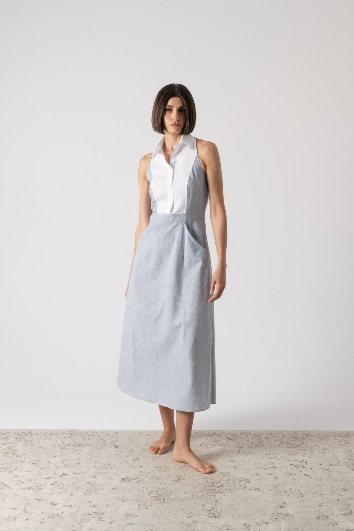 Tuxedo Dress French Stripe Luxmii