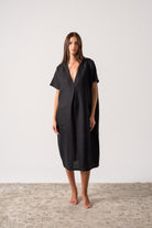 Vacanza Linen Kaftan Black Luxmii