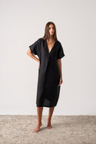 Vacanza Linen Kaftan Black Luxmii