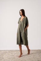 Vacanza Linen Kaftan Khaki Luxmii