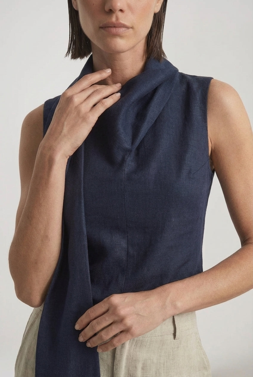 Vaeli Scarf Top Navy Luxmii