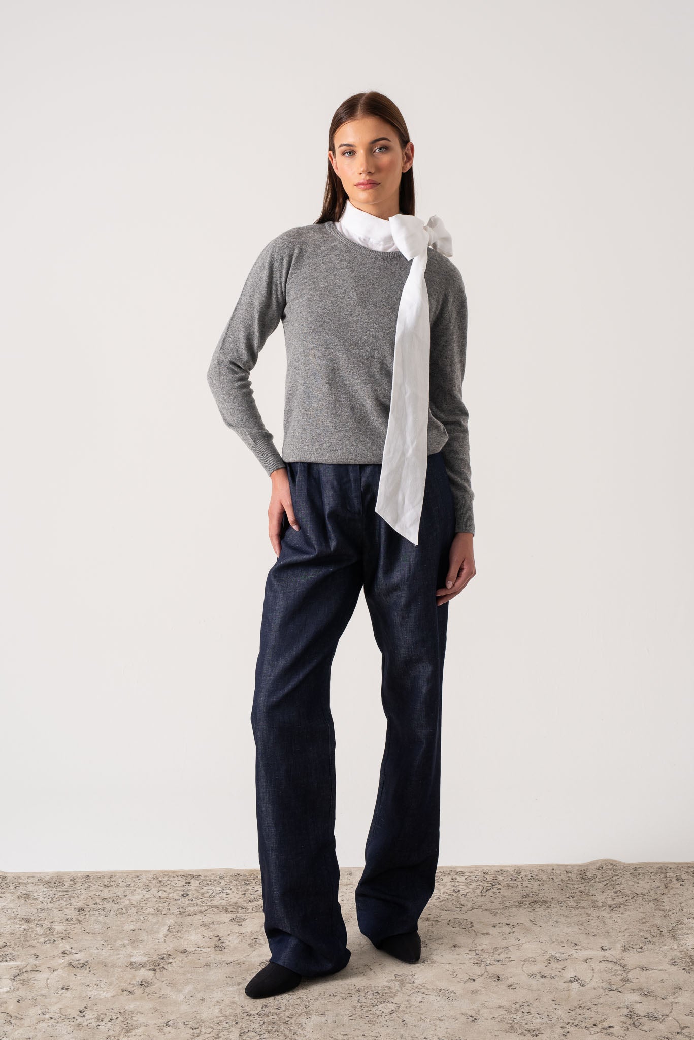 Velare Crewneck Cashmere Sweater Mélange Grey Luxmii