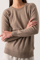 Velare Crewneck Cashmere Sweater Taupe Luxmii