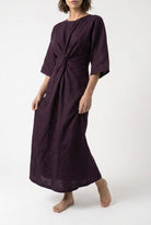Zahira Knot Dress Aubergine Luxmii