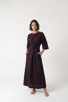 Zahira Knot Dress Aubergine Luxmii