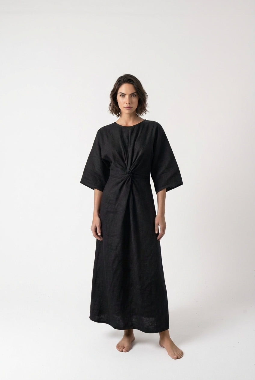Zahira Knot Dress Black Luxmii